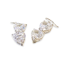 Load image into Gallery viewer, Crystal Heart Drop Earrings with Lab-grown gemstones and Sterling Silver - White G
