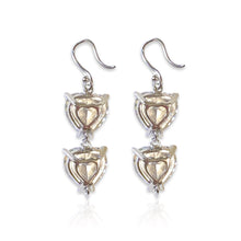 Load image into Gallery viewer, Crystal Heart Drop Earrings with Lab-grown gemstones and Sterling Silver - White G
