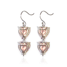 Load image into Gallery viewer, Crystal Heart Drop Earrings with Lab-grown gemstones and Sterling Silver - Pink
