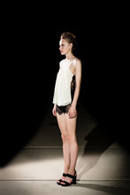 Load image into Gallery viewer, Aphrodite Chiffon &amp; Lace low draped X-back top - Ivory &amp; Black
